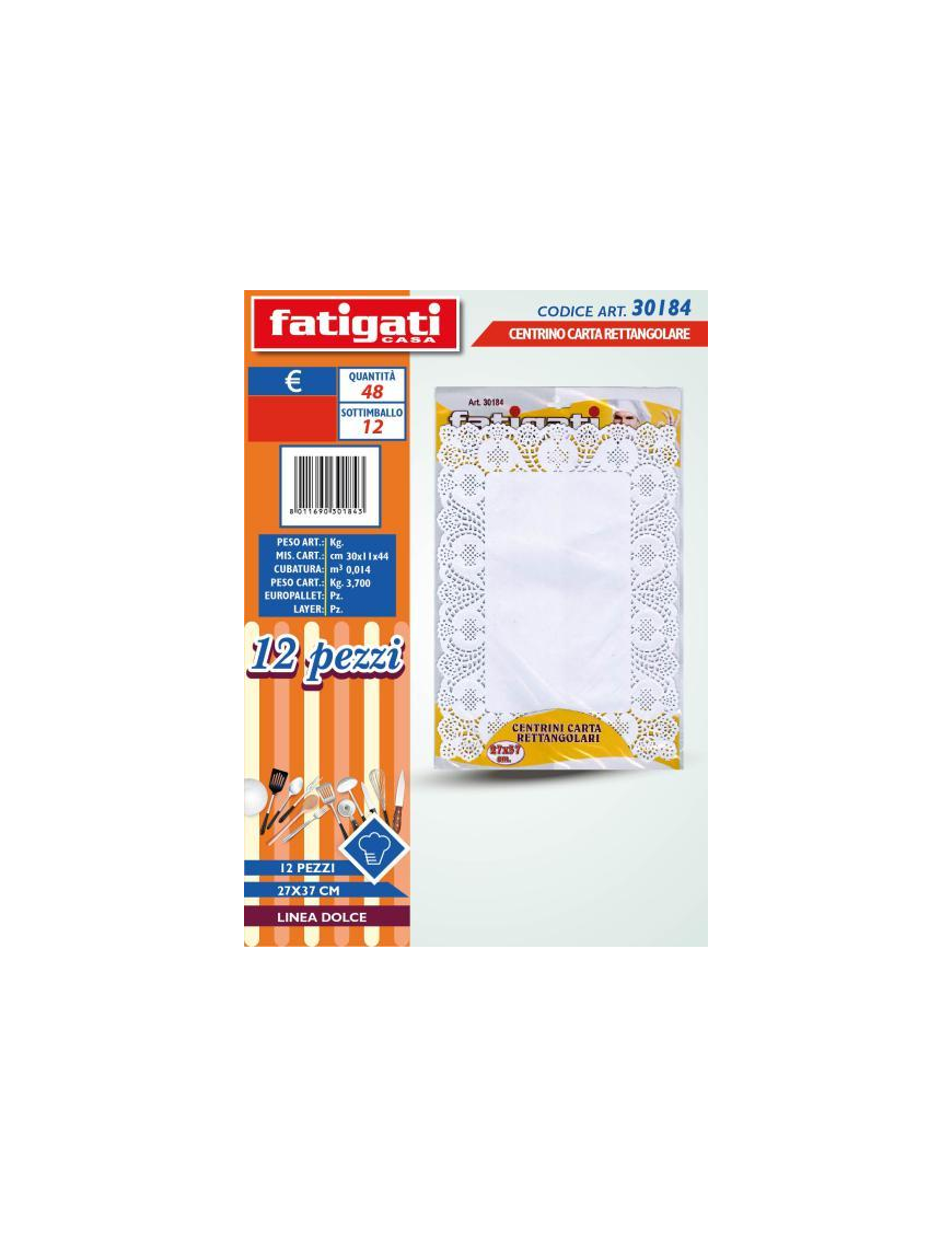 CENTRINO CARTA RETTANGOLARE 27x37 CENTIMETRI 12 PEZZI