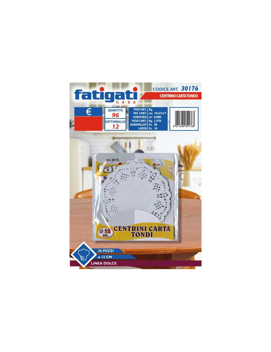 CENTRINO CARTA TONDO 12 CENTIMETRI 36 PEZZI