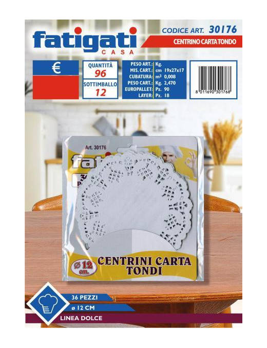 CENTRINO CARTA TONDO 12 CENTIMETRI 36 PEZZI