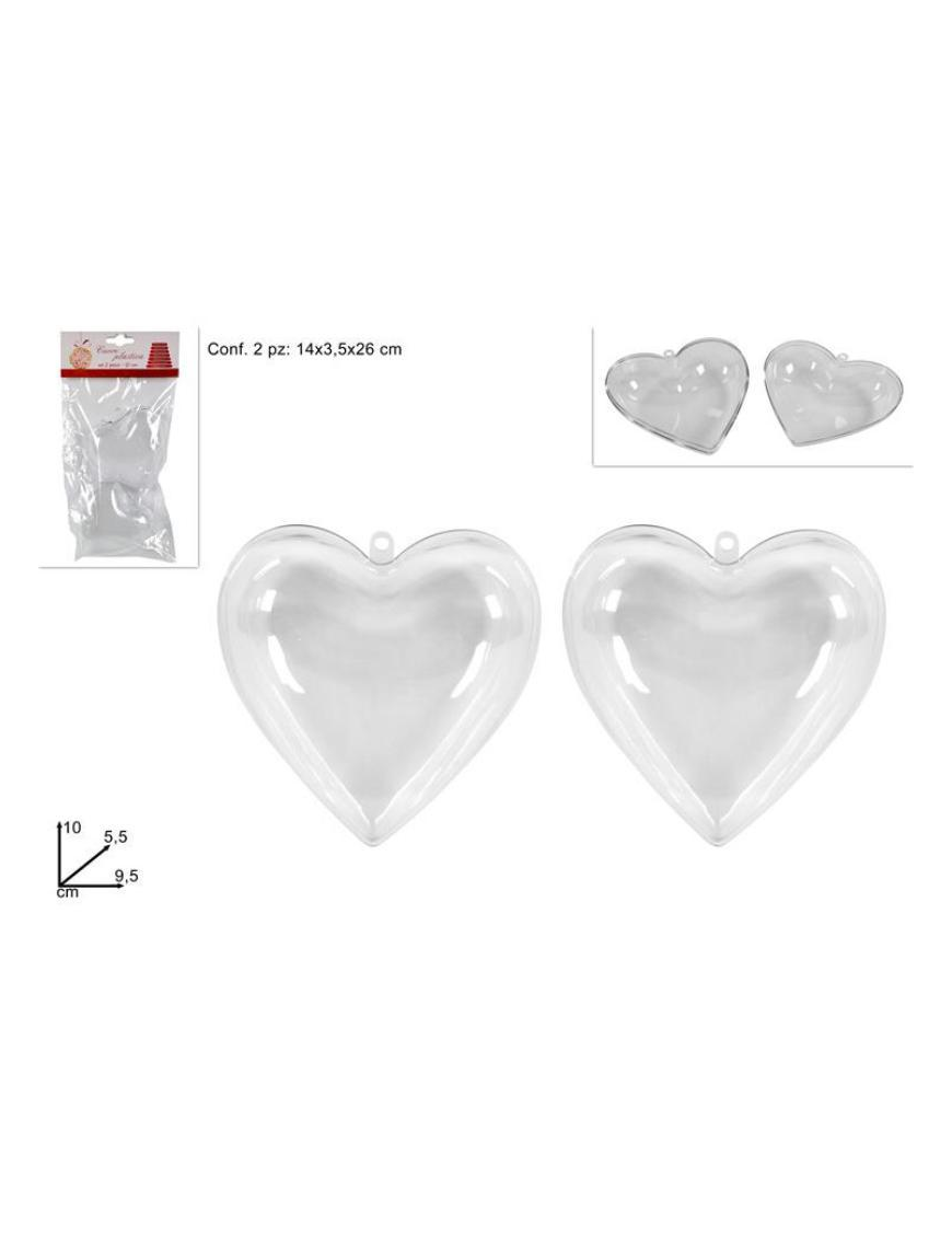 CUORE PLASTICA TRASPARENTE 10cm 2pezzi