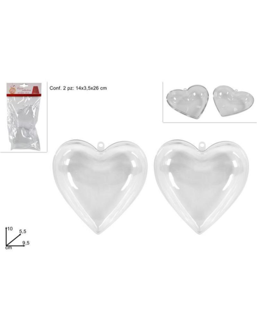 CUORE PLASTICA TRASPARENTE 10cm 2pezzi