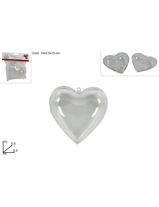 TRANSPARENT PLASTIC HEART 10cm