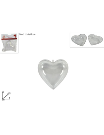 TRANSPARENT PLASTIC HEART 8cm