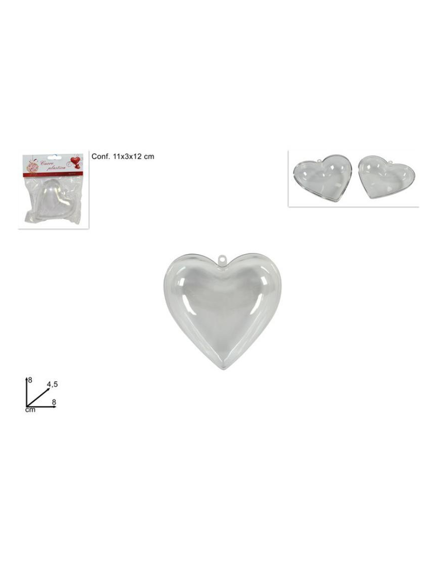 TRANSPARENT PLASTIC HEART 8cm
