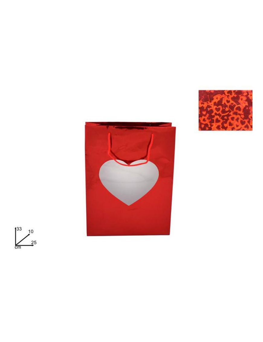 BUSTA REGALO VETRINETTA CUORE 33x25x10cm