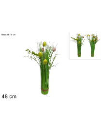 PIANTINA CON FIORI E UOVA 48 CM