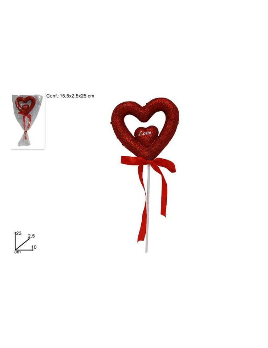 SPILLONE CUORE DOPPIO GLITTER