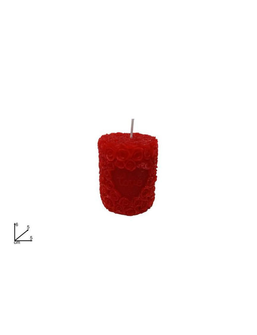 CANDELA ROSE CON CUORE 6cm