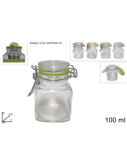 L. GLASS SQUARE HERMETIC JAR