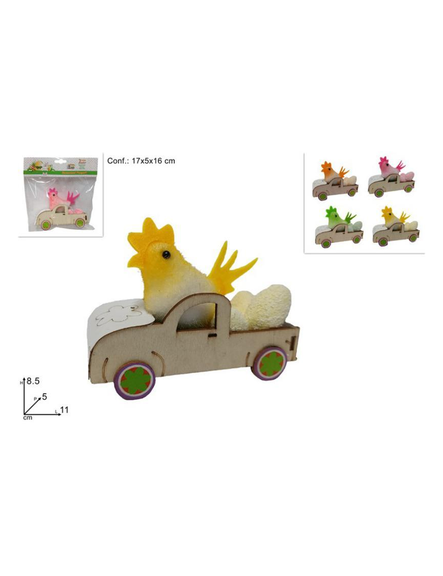 WOODEN VAN with 11cm HEN