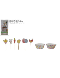 PIROTTINI+STUZZICADENTI DECORAZIONI ASSORTITE 24 pezzi
