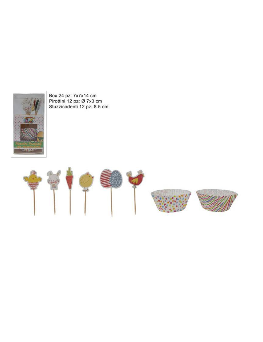 BAGS + TOOTHPICKS ASSORTED DECORATIONS 24 pieces