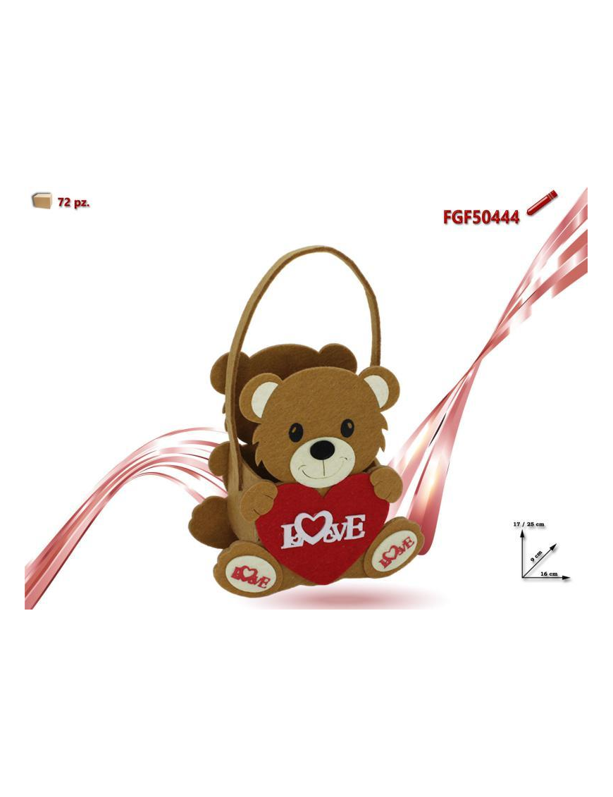 BORSETTA LOVE IN FELTRO ORSO 16x17x9