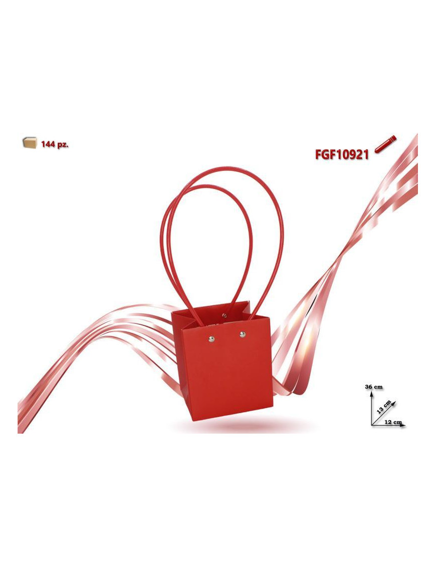BUSTA CARTA CON MANICO ROSSO 12x13x36cm