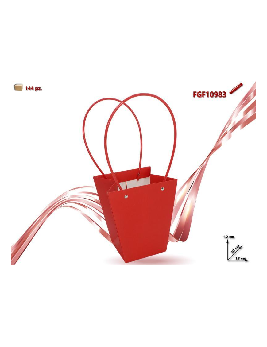 BUSTA CARTA CON MANICO ROSSO 17x20x40cm
