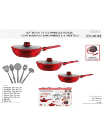 BATTERIA 14pz PADELLE ROSSE + MESTOLI