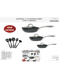 BATTERIA 11pz  PADELLE NERE + MESTOLI