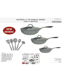 BATTERIA 11pz  PADELLE GRIGIE + MESTOLI