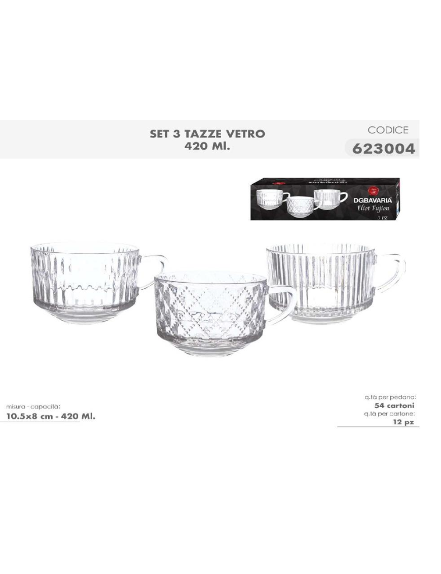 L. FUJION GLASS CUPS 3pcs 420ml 623004