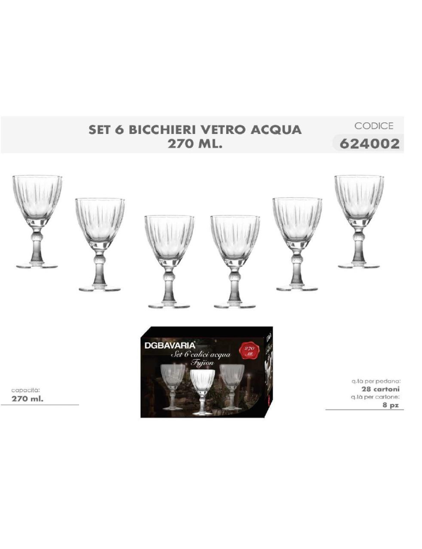L.VETRO FUJION WATER GLASS 270ml 6pcs