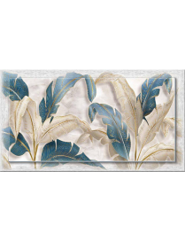 NEWEXT PAINTING 75x135cm LEAVES WHITE BLUE