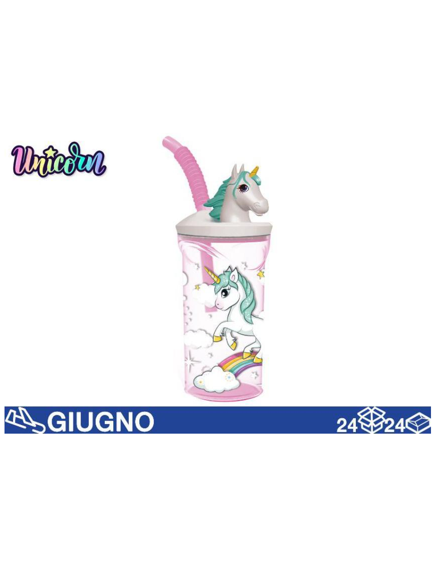 UNICORN 3D GLASS WITH STRAW 360ml