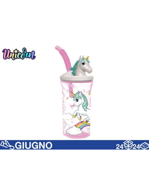 UNICORN 3D GLASS WITH STRAW 360ml