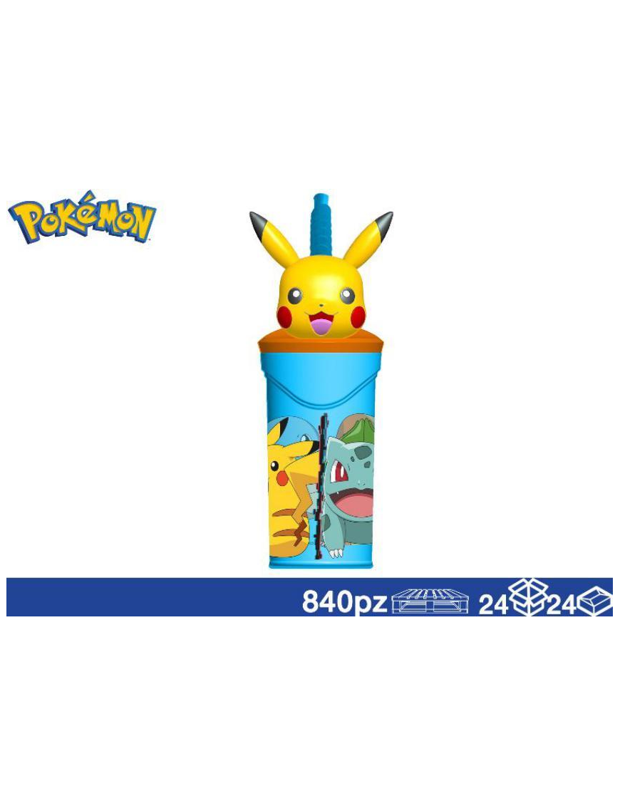 POKEMON 3D GLASS WITH STRAW 360ml
