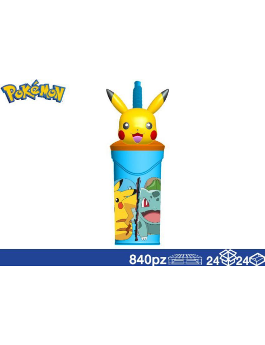POKEMON 3D GLASS WITH STRAW 360ml