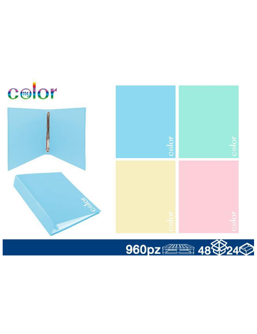 CARTELLINA CON ANELLI COLORI PASTELLO