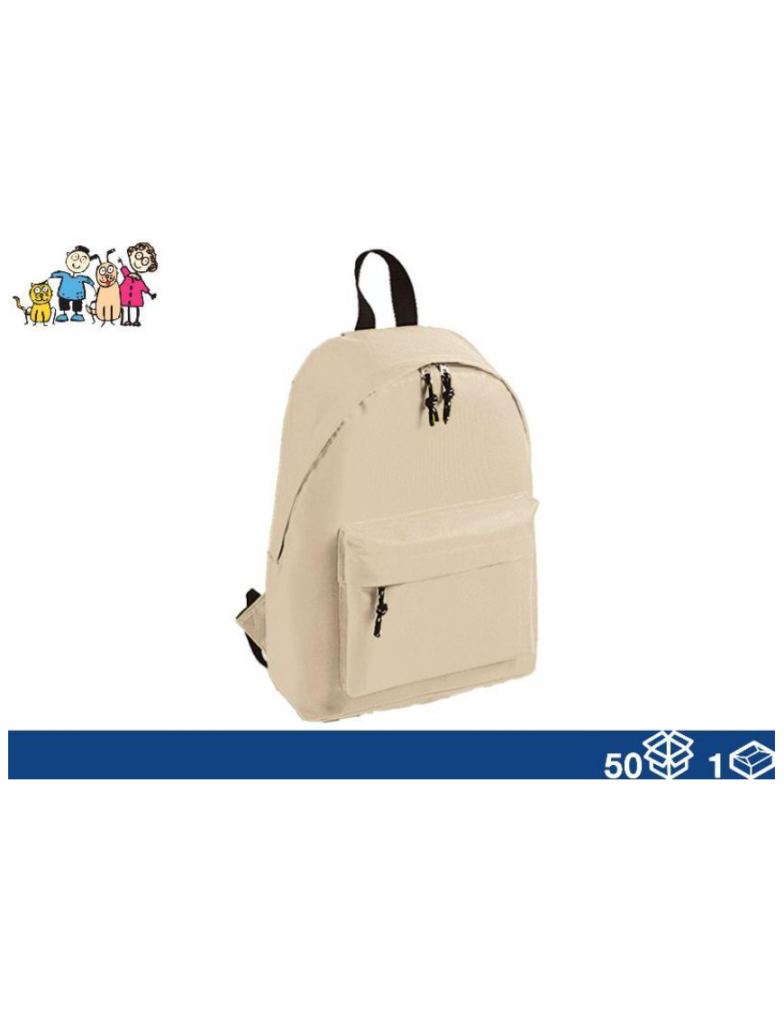 SOLID COLOR FABRIC BACKPACK 38x28x12cm BEIGE
