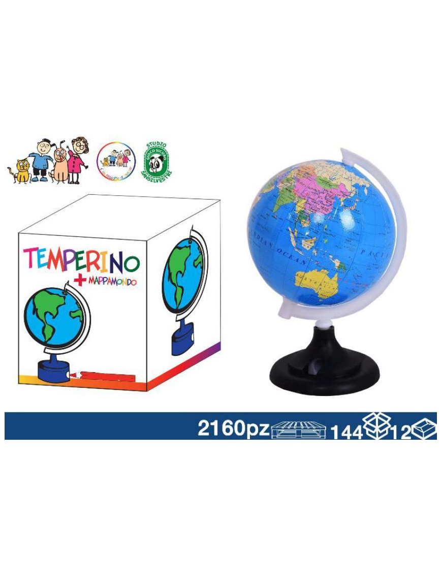 8cm WORLD MAP WITH PENCIL SHARPENER