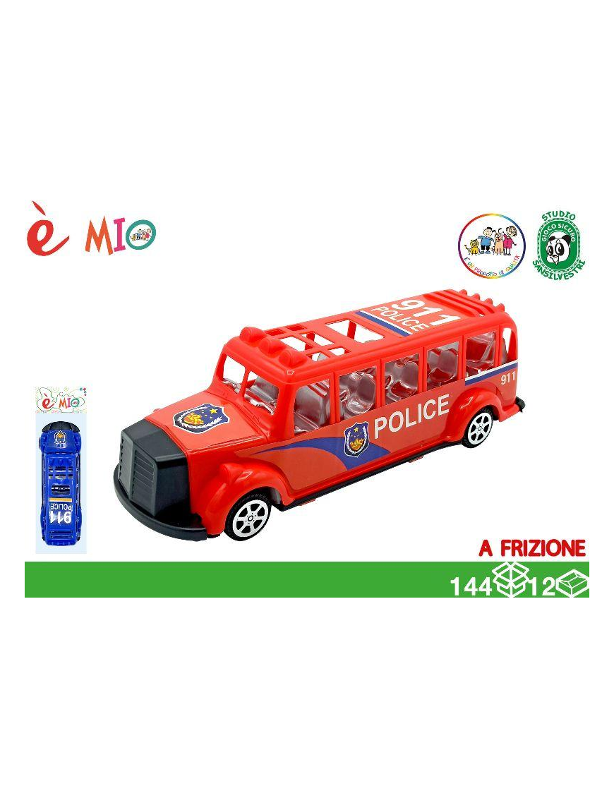 25cm Friction Police Bus