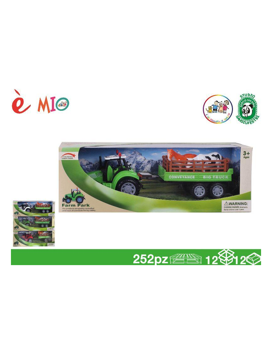 TRATTORE 34cm CON RIMORCHIO ANIMALI