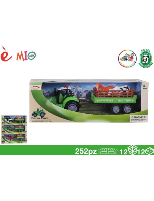 TRATTORE 34cm CON RIMORCHIO ANIMALI