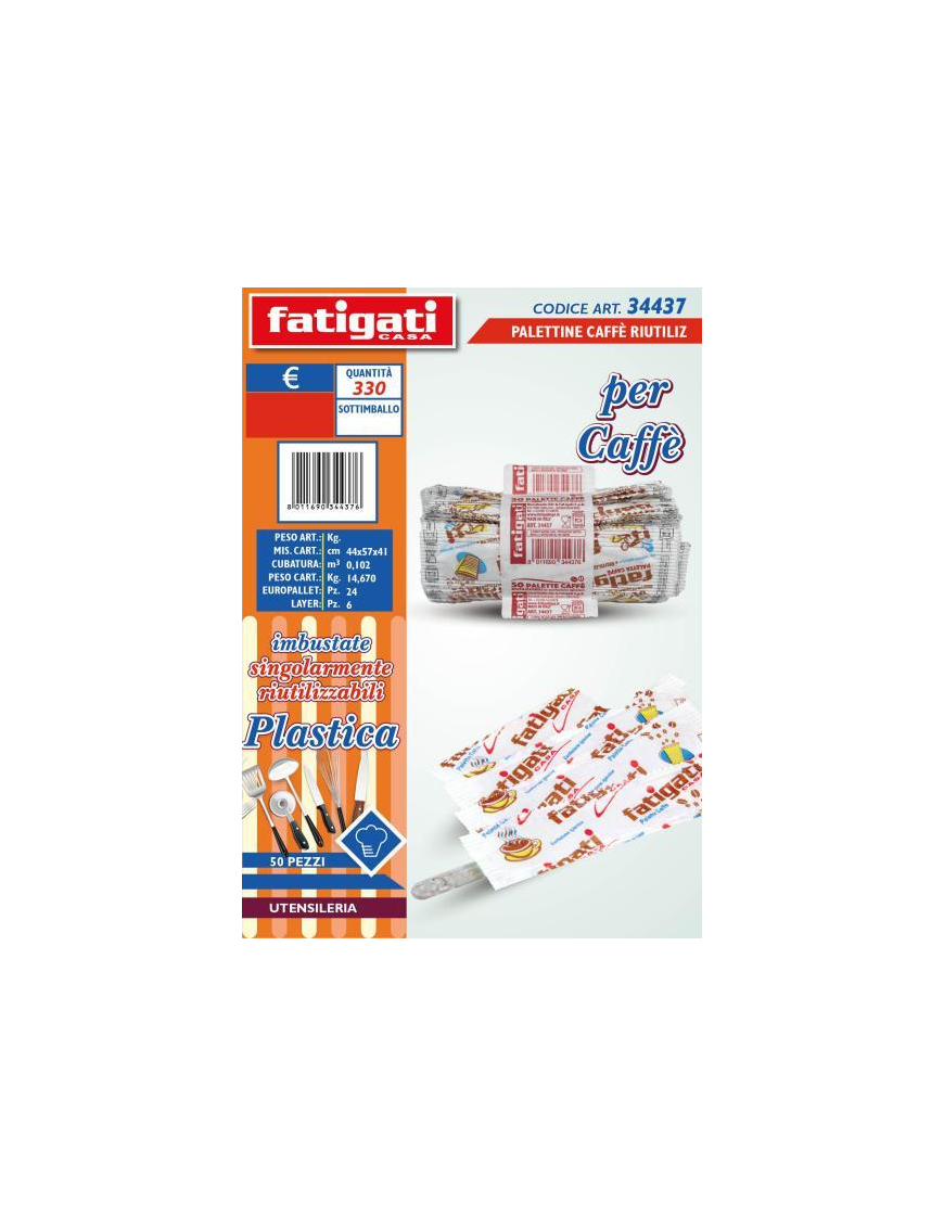 LINEA CAFFE' PALETTINE PLASTICA 50pezzi