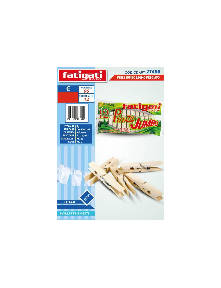 MOLLETTE BUCATO LEGNO JUMBO 12pz