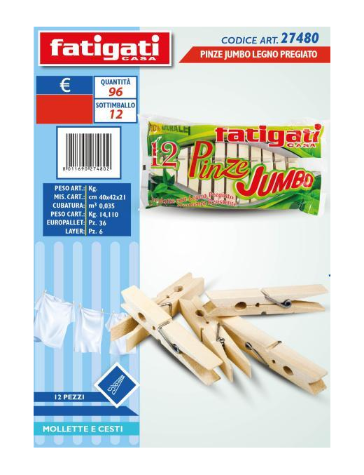 MOLLETTE BUCATO LEGNO JUMBO 12pz