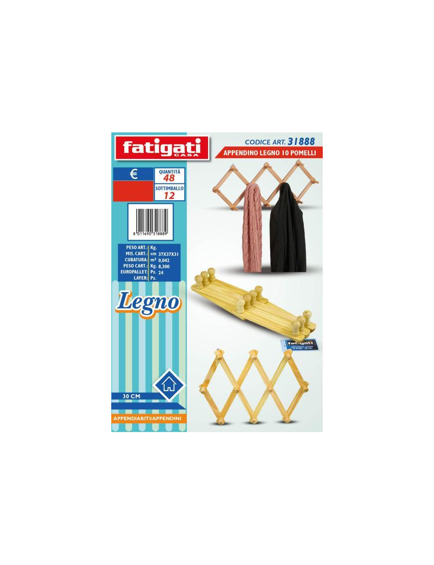 10-PACK WOODEN HANGER 31888