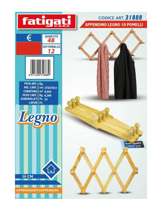 10-PACK WOODEN HANGER 31888