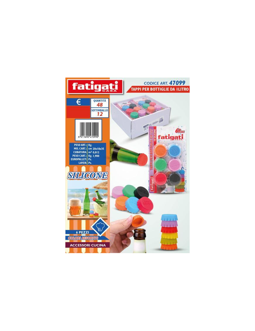 TAPPO PER BOTTIGLIE SILICONE 6pz