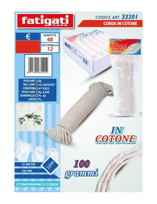 CORDA STENDIBIANCHERIA COTONE 15mt