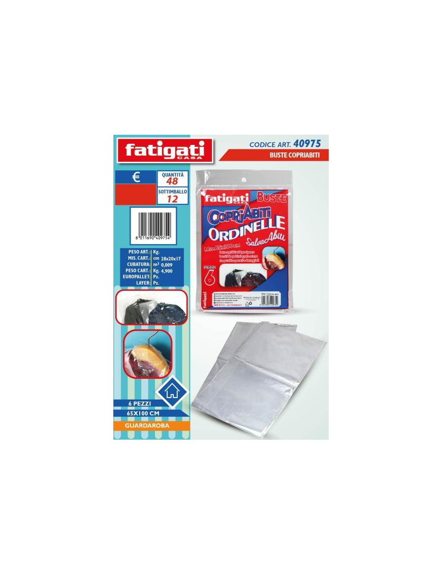 CUSTODIE ABITI 6pz 65x100cm