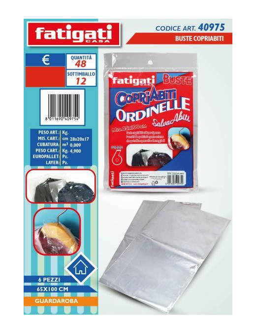 L. GARMENT CASES 6pcs 65x100cm 40975