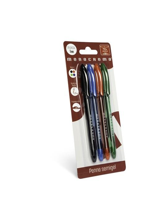 MONOCROMO PENNE SEMI GEL 4pezzi  ASSORTITI