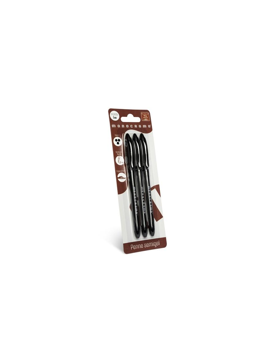MONOCROMO PENNE SEMI GEL 3pezzi  NERE