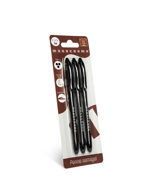 MONOCROMO PENNE SEMI GEL 3pezzi  NERE