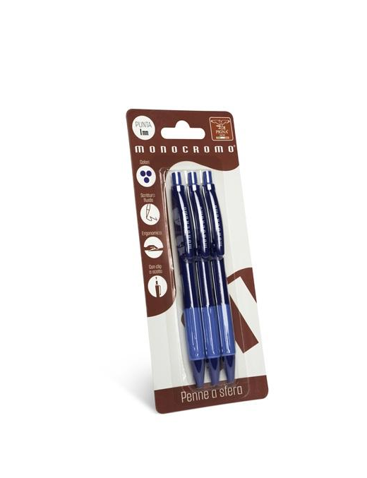 MONOCROMO PENNE A SFERA SCATTO 3pezzi  BLU