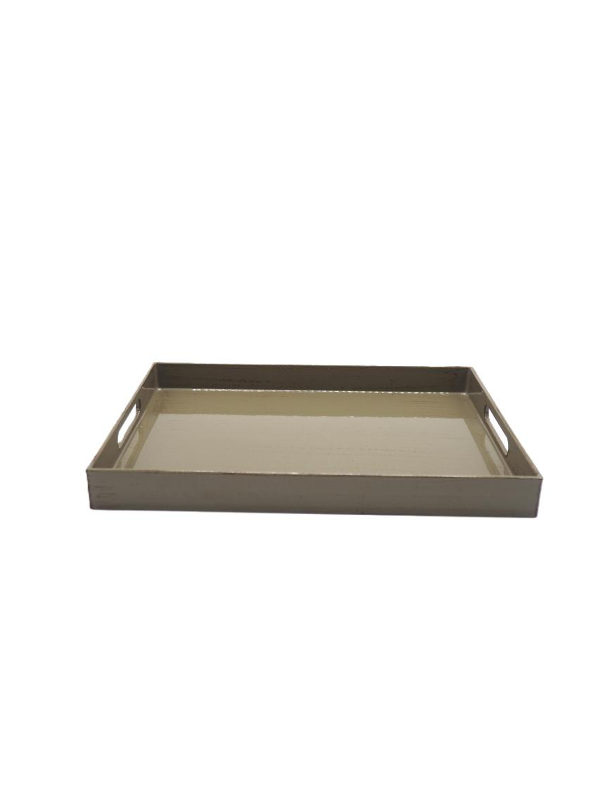 DOVE GREY PLASTIC TRAY 35x25x3.5cm