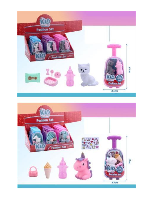 VALIGETTA CON ANIMALI E ACCESSORI